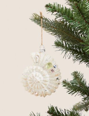 

M&S Collection Glass Jewelled Hanging Shell Decoration - White Mix, White Mix