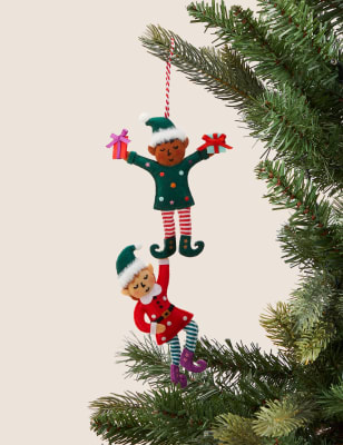 

M&S Collection Felt Elves Hanging Decoration - Multi, Multi