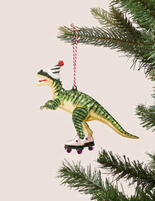 

M&S Collection Glass Hanging Dinosaur Decoration - Green Mix, Green Mix