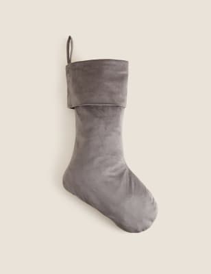 

Charcoal Velvet Stocking - Silver, Silver