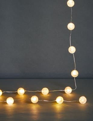 

M&S Collection 20 Frosted Ball Battery String Lights - Silver, Silver