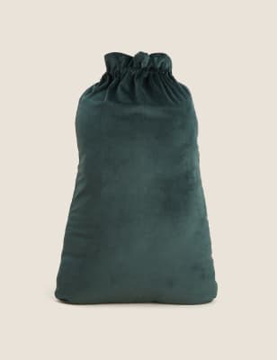 

Velvet Embroidered Merry Christmas Sack - Green, Green