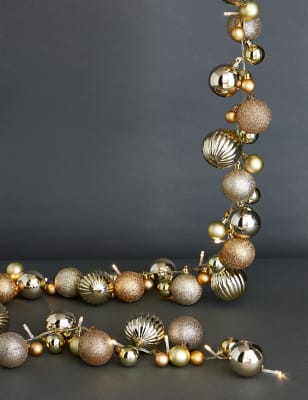 

M&S Collection Light Up Bauble Garland - Gold, Gold