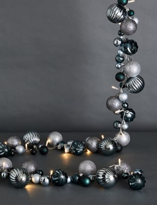 

M&S Collection Light Up Bauble Garland - Silver, Silver