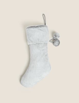 

Faux Fur Stocking - Silver, Silver