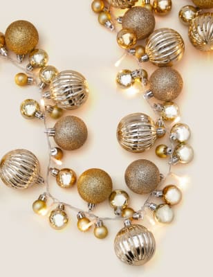 

Light Up Bauble Garland - Gold, Gold
