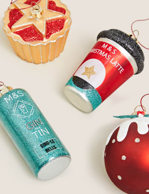 

Pack de 4 adornos de comida de vidrio para el árbol de Navidad - Multi, Multi