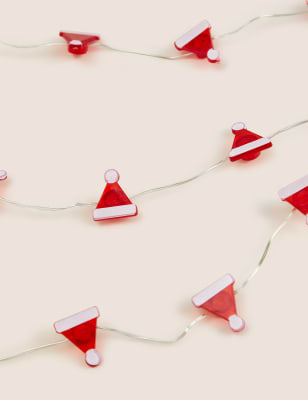 

M&S Collection Batteriebetriebene Lichterkette mit 20 Lichtern in Weihnachtsmützenform - Mehrfarbig, Mehrfarbig