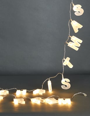 

M&S Collection Merry Christmas Battery String Lights - White, White