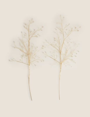 

2 Pack Gold Jewelled Leaf Tree Decorations - Silver Mix, Silver Mix