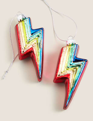 

2 Pack Rainbow Lightning Bolt Decorations - Multi, Multi