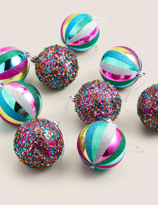 

Pack de 9 adornos de vidrio de varios colores - Multi, Multi