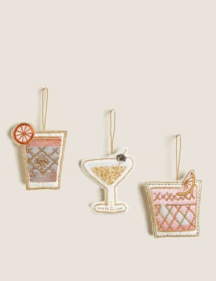 

3er-Pack Cocktail als Applikationsdekoration zum Aufhängen - Multi, Multi