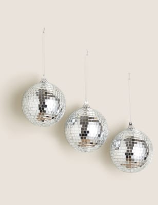 

Pack de 3 adornos de bola de discoteca colgantes - Plata, Plata