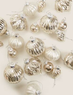 

20 Pack Glass Luxury Baubles - Silver, Silver