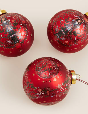 

3 Pack Glass Nutcracker Baubles - Multi, Multi