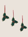3 Pack Hanging Holly Decorations