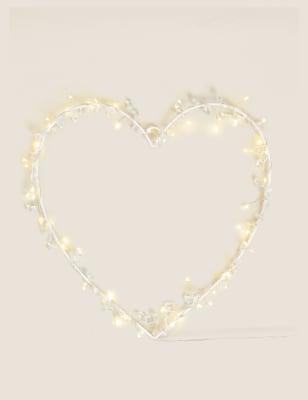 

M&S Collection Jewelled Heart Pre-lit Room Decoration - Silver, Silver