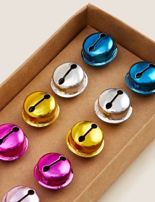 

12 Pack Multicoloured Mini Bell Decorations, Multi