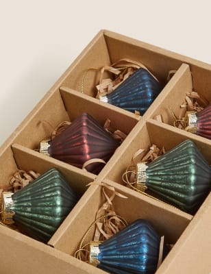 

6 Pack Glass Mini Jewel Baubles - Multi, Multi