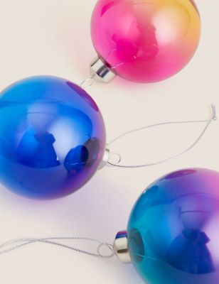 

3 Pack Multicoloured Glass Baubles, Multi