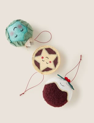 

Pack de 3 adornos colgantes de comida para el árbol de Navidad - Red, Red