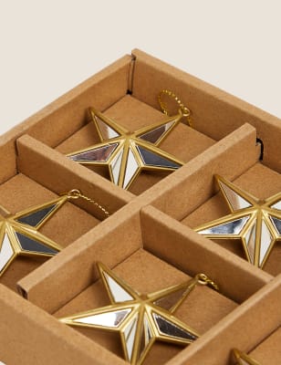 

6 Pack Gold Glass Star Decorations - Gold Mix, Gold Mix