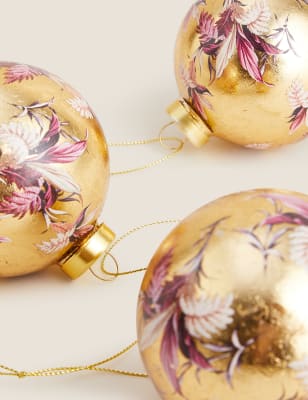 

3 Pack Floral Baubles - Gold Mix, Gold Mix