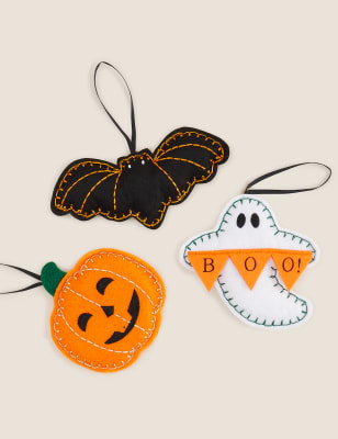 

Pack de 3 adornos colgantes de Halloween de fieltro - Multi, Multi