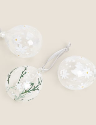 

3 Pack Glass Daisy Egg Decorations - Multi, Multi