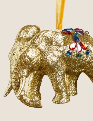 

Adorno colgante de elefante dorado con brillos - Oro, Oro