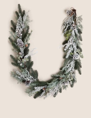 

M&S Collection 6ft Frosted Garland - White Mix, White Mix