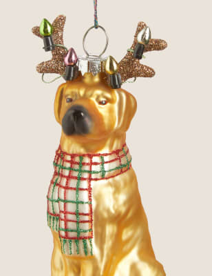 

Glass Dog Hanging Decoration - Brown, Brown