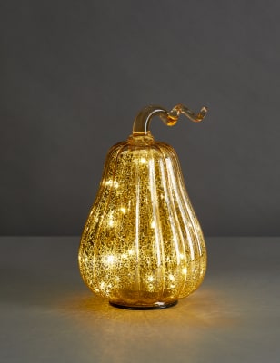 

M&S Collection Glass Light Up Squash Decoration - Gold, Gold