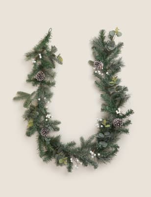 

M&S Collection 6ft Unlit Pine Cone Garland - White Mix, White Mix