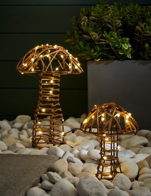2pk Wicker Mushroom Battery Outdoor Lights