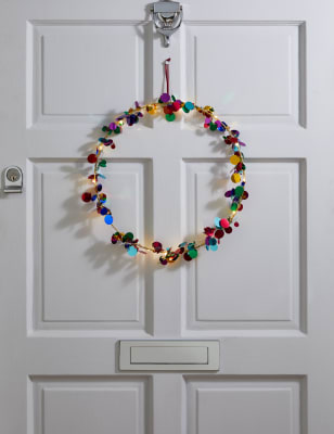 

M&S Collection Light Up Multicoloured Confetti Wreath, Multi