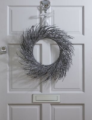 

M&S Collection Glitter Twig Wreath - Silver, Silver