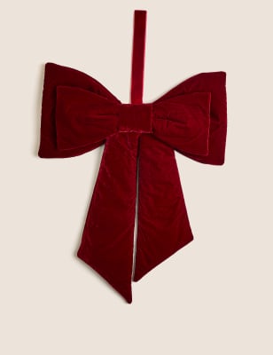 

M&S Collection Adorno grande de lazo de terciopelo rojo, Rojo