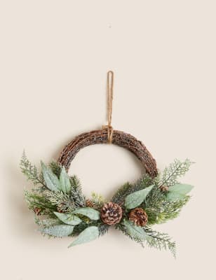 

M&S Collection Pine Cone Half Wreath - Green Mix, Green Mix