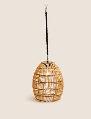 Outdoor Rattan Solar Pendant Light