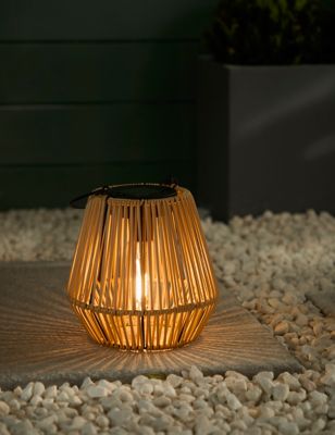 M&S Rattan Effect Outdoor Solar Table Lamp - Natural, Natural