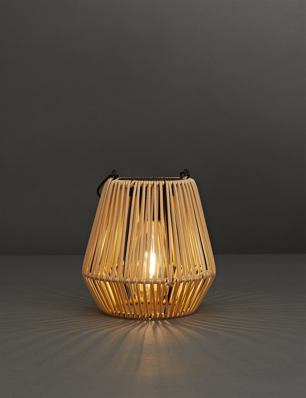 Rattan Effect Outdoor Solar Table Lamp