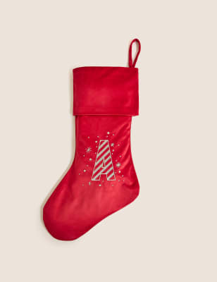 

M&S Collection Red Velvet Alphabet Stocking, Red