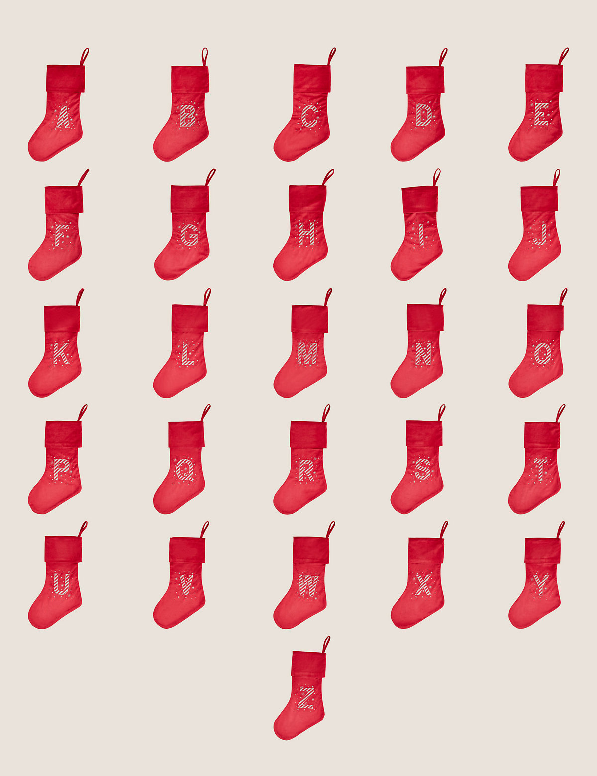 Red Velvet Alphabet Stocking