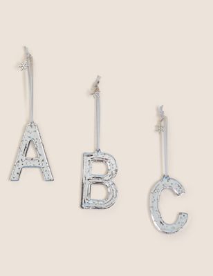 

M&S Collection Silver Glass Hanging Alphabet Decoration, Silver