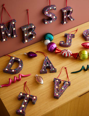 

M&S Collection Glitter Light Up Hanging Alphabet Decoration - Multi, Multi