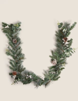 

6ft Mistletoe & Pine Garland - White, White