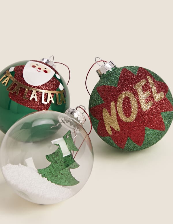 3 Pack Family Character Christmas Baubles M S