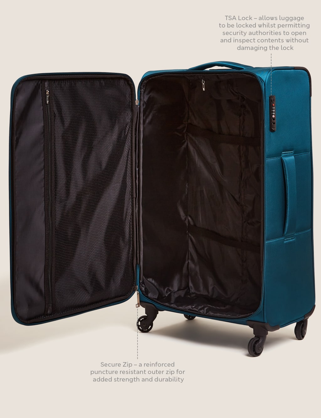 Set of 3 Jasper 4 Wheel Soft Suitcases image 7